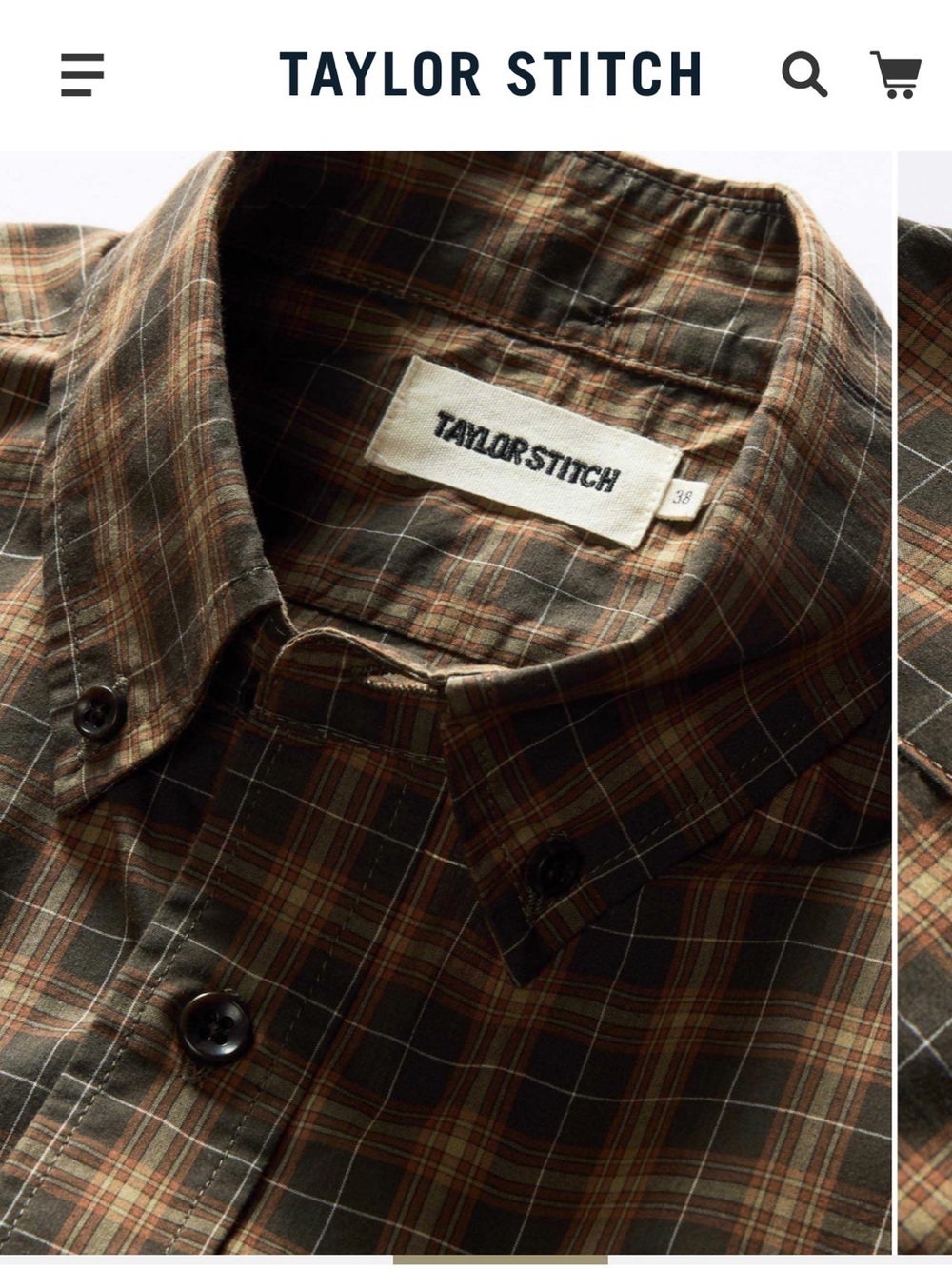 NWT Taylor Stitch The Jack Button-Down Shirt Mulch plaid 38 - Picture 3 of 8